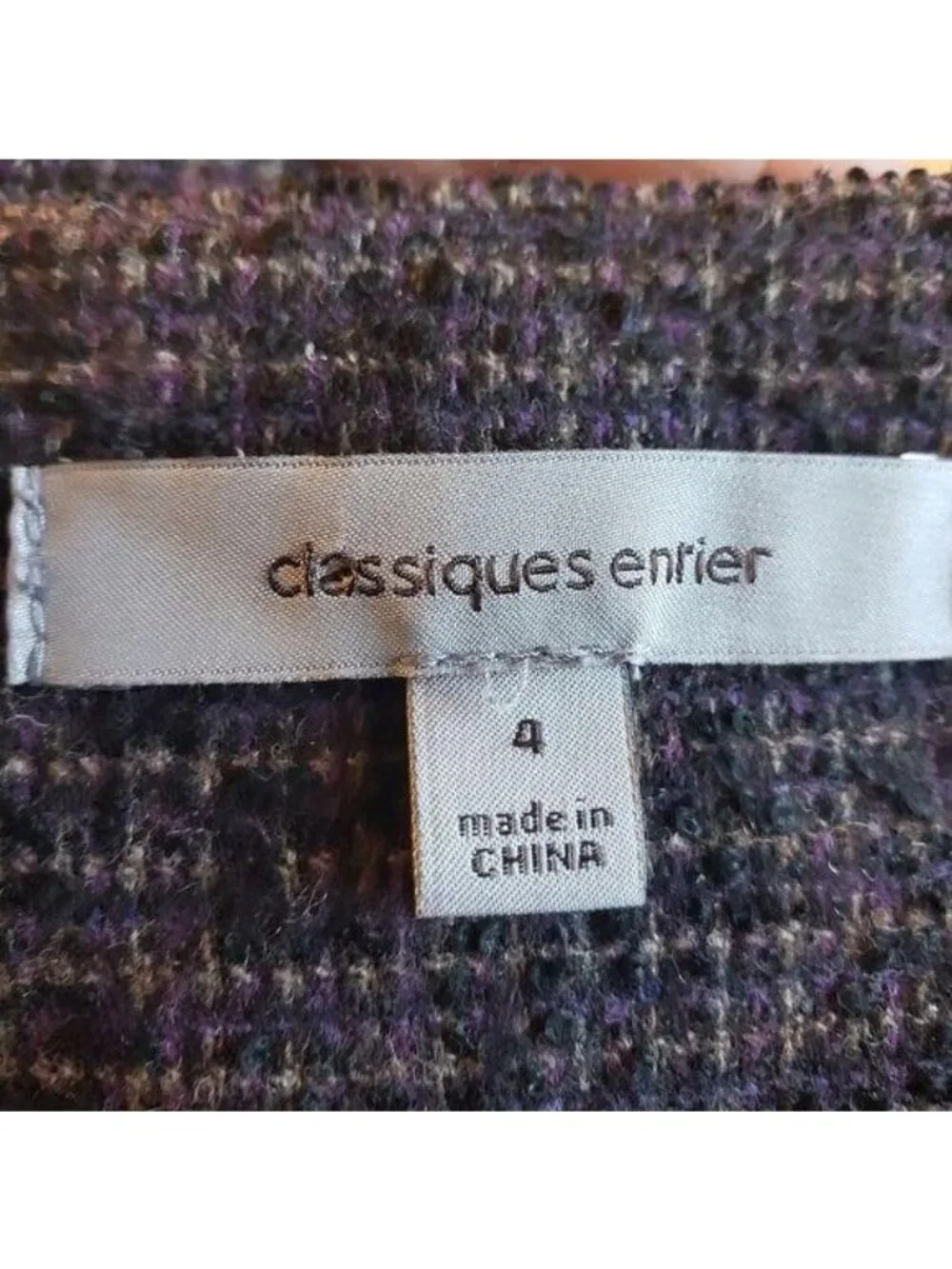 Classiques Entier Tweed Pencil Skirt Purple Black Hook Detail Size 4